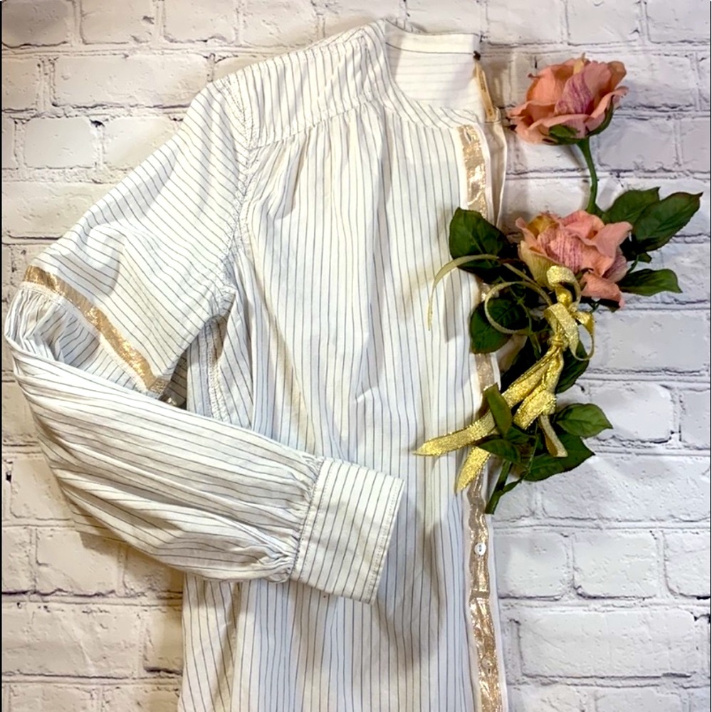 Free People Shimmers and Stripes Button Down Shirt